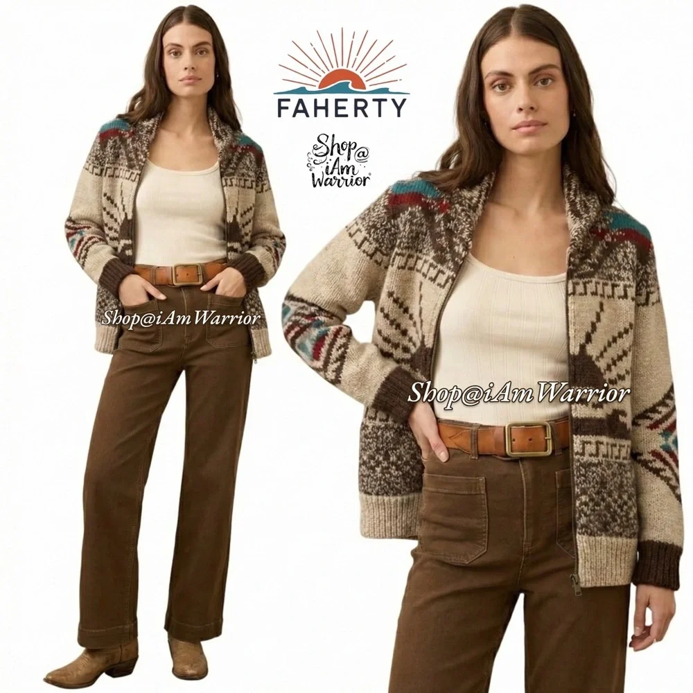Faherty NWT Peruvian handknit sun & wave cardigan {PRICE FIRM} *shop@iamwarrior - Picture 1 of 12